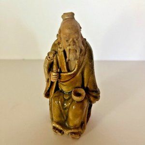 Miniature Mud Man Shiwan Vintage Rare handmade Ceramic Glazed Art Pottery